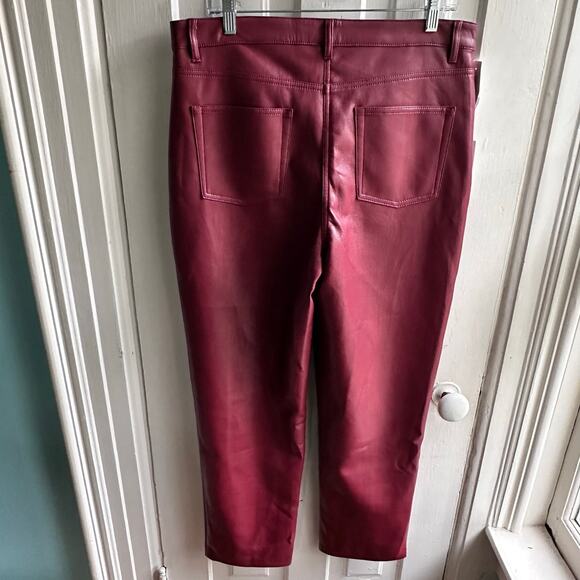 Aritzia Wilfred The Melina Ankle Vegan Leather Pants Garnet Red NWT - Picture 9 of 11